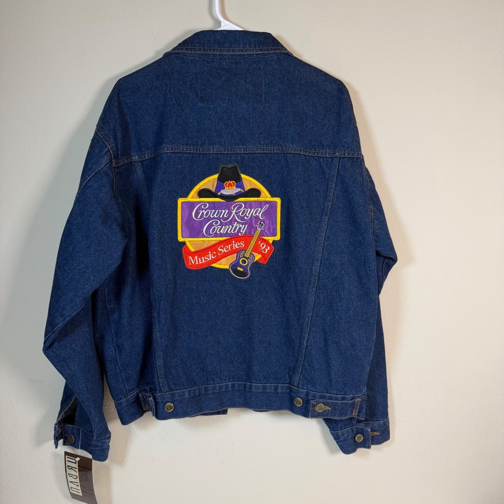 NWT Vintage Crown Royal Country Music Series 1993 Mens Large Denim‎ Jacket New